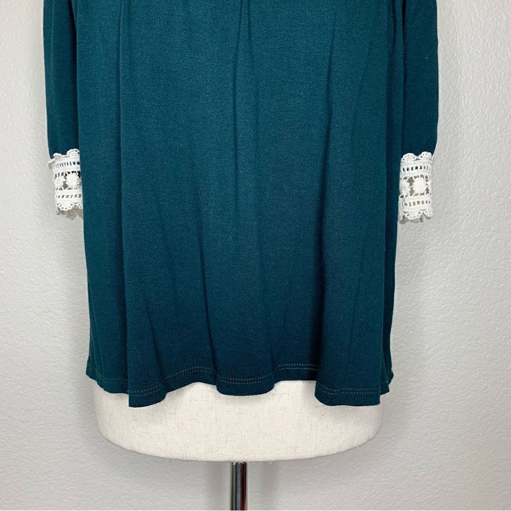 Rainbow & Cupcakes Green Crochet Trim Off Shoulder Top, Sz Small - Picture 4 of 12